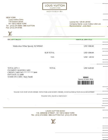 louis vuitton invoice.